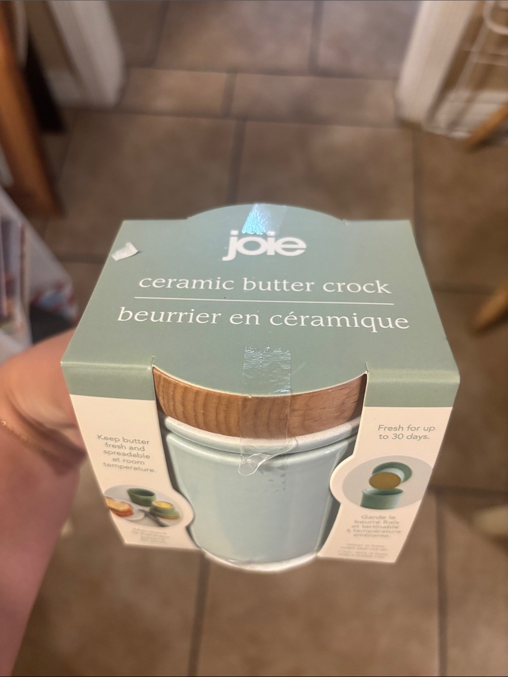Joie Teal Ceramic Butter Crock Butter Bell